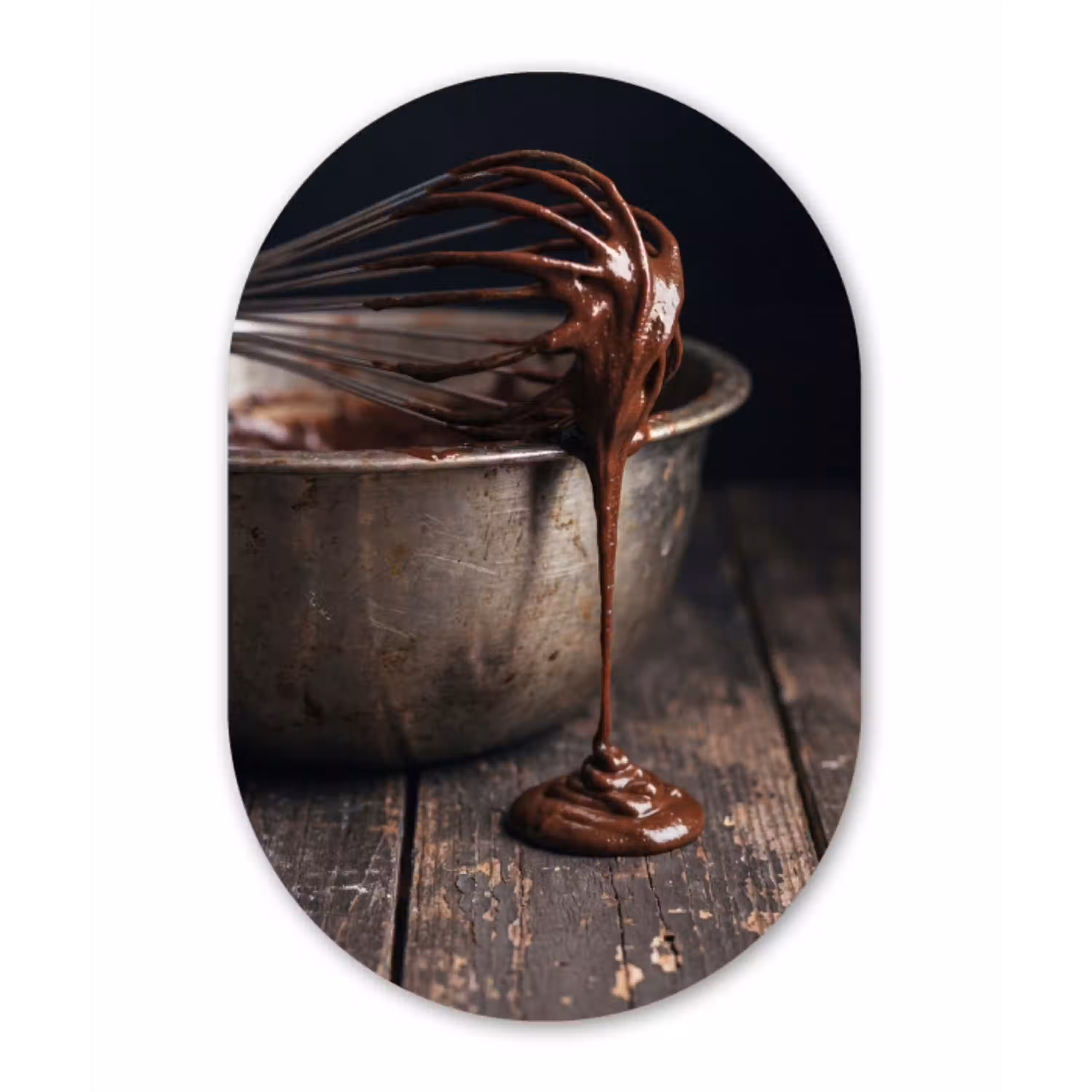 Chocolade - Beslag - Eten Wandcirkel Ovaal Aluminium middel -3d