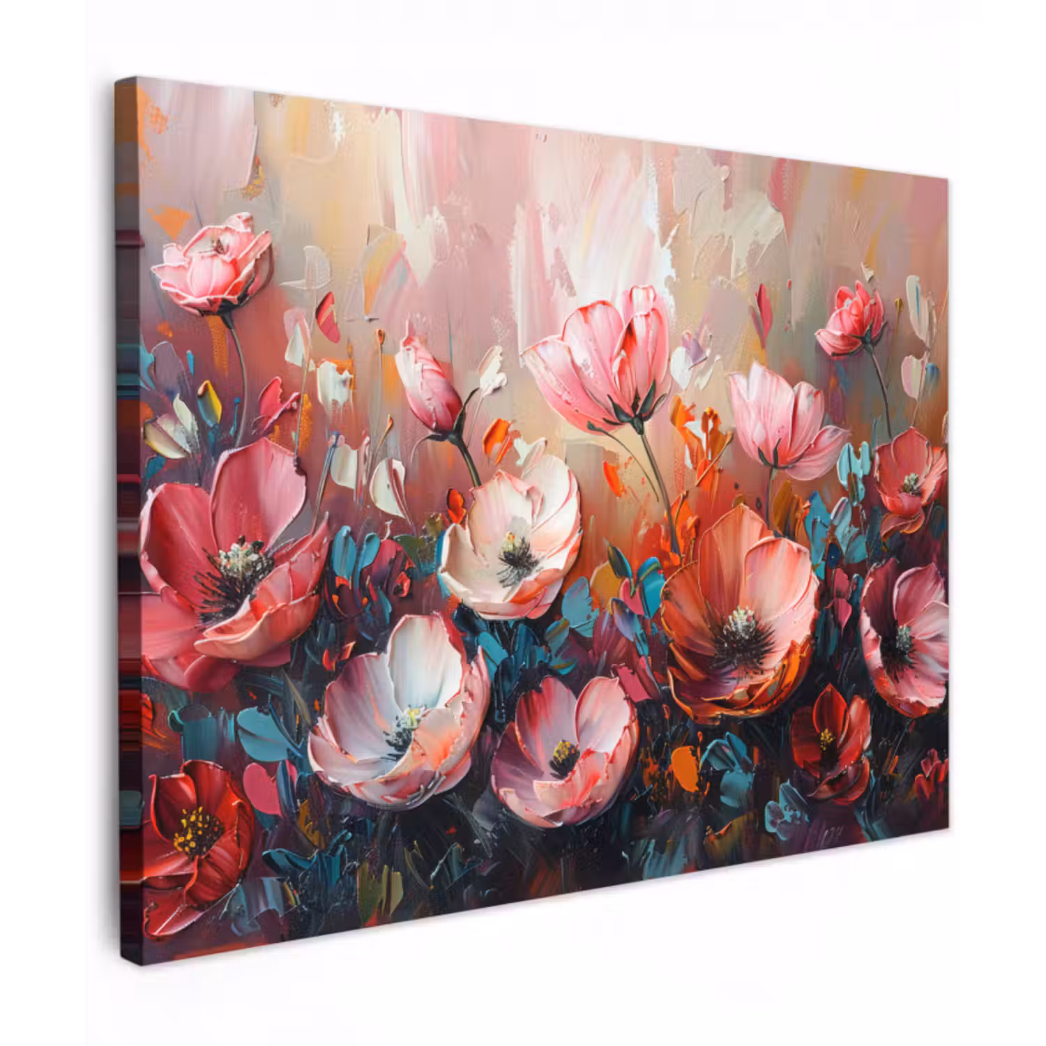 Leinwandbild - Mohnblumen - Rosa - Blumen - Botanisch - Kunst