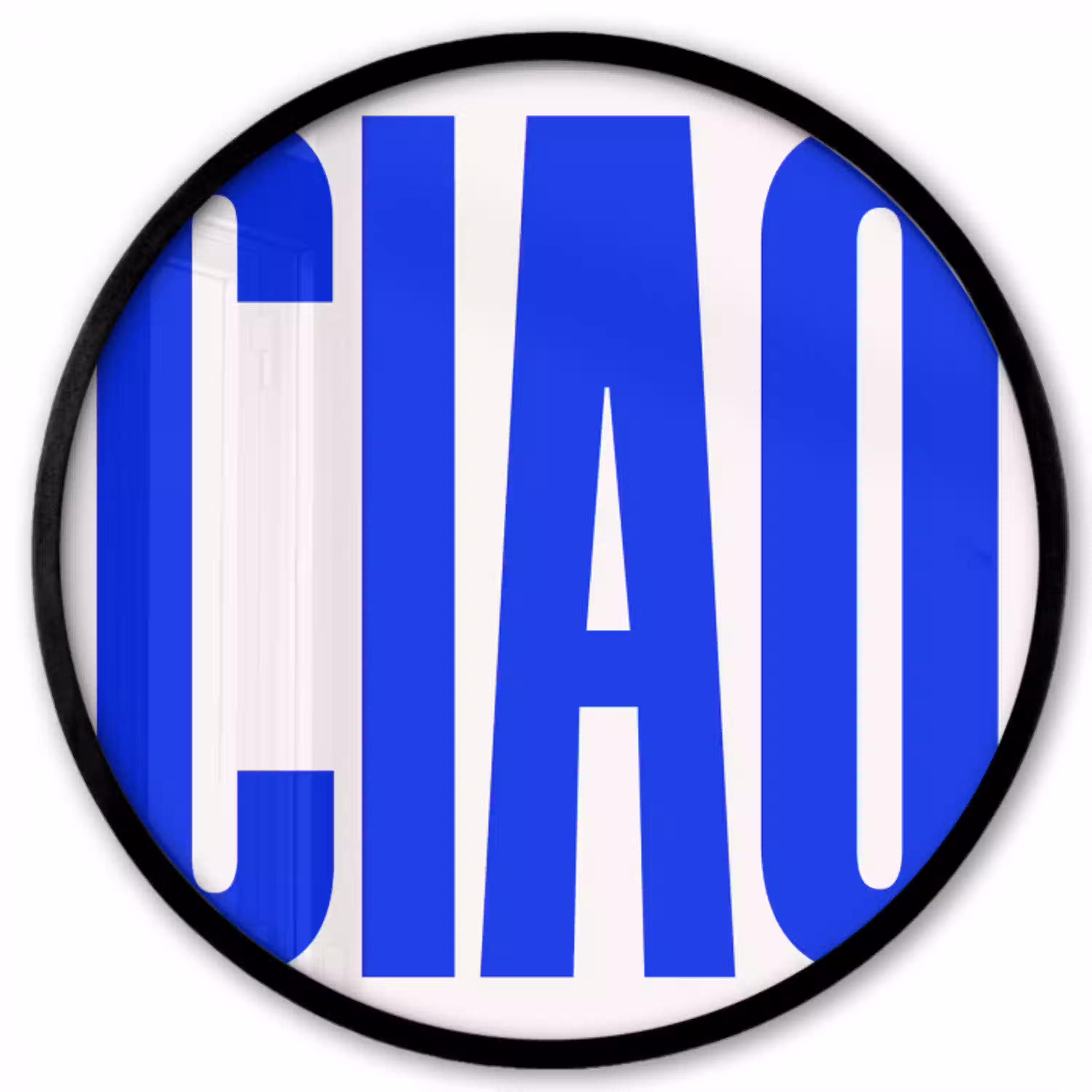 Ciao - Hoofdletters - Blauw - Minimalistisch Fotolijst rond zonder passe partout klein -3d