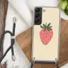 Aardbei - Minimalistisch - Rood - Fruit Hoesje Samsung Galaxy S22 met koord klein -sfeer4