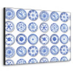 Borden - Bloemen - Patroon - Blauw Textielframe zwart klein 947 -3d