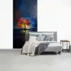 Boom - Blauw - Bladeren - Vakken fotobehang vinyl groot -slaapkamer