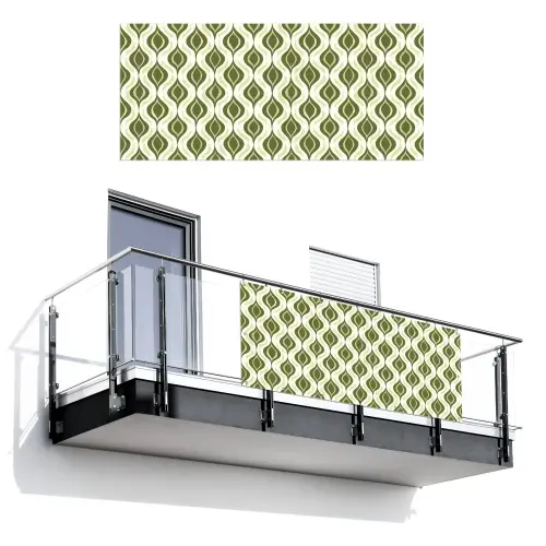 Patroon - Retro - Groen Balkonbeschermer Duitsland klein 596 -3d