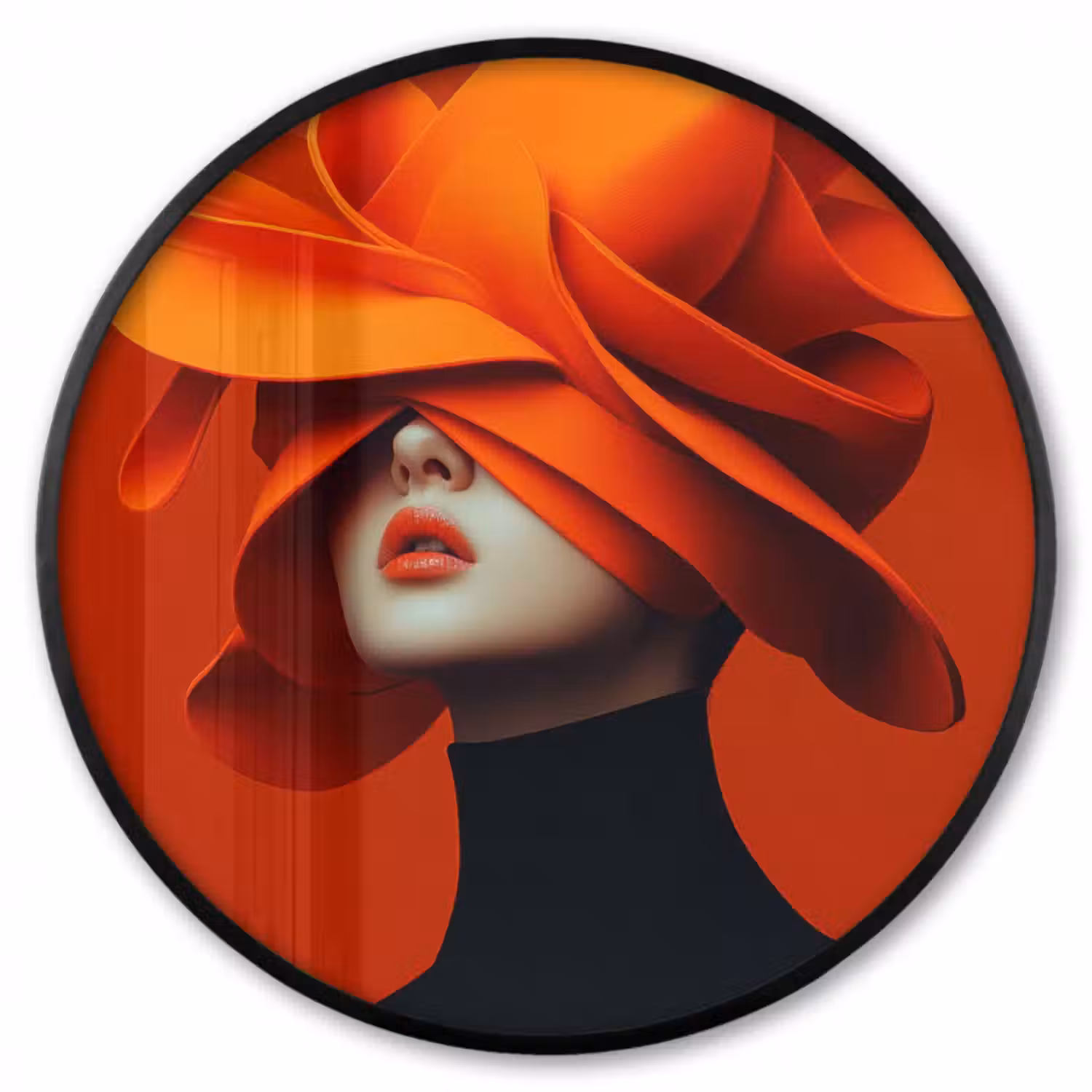 Ronde fotolijst - Oranje - Hoed - Vrouw