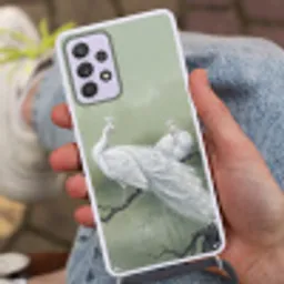 Pauwen - Wit - Natuur - Groen Hoesje Samsung Galaxy A52 5G met koord klein -sfeer3