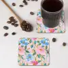 Blauw - Roze - Bloemen onderzetter kurk middel -sfeer2