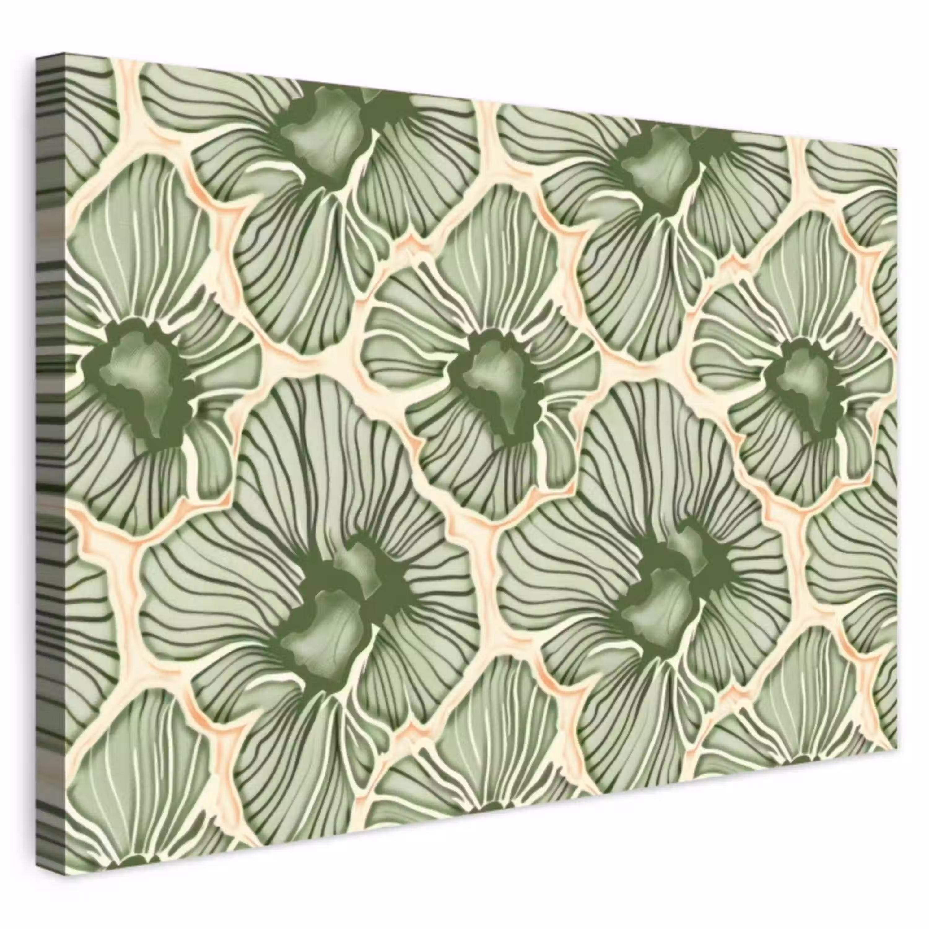 Groen - Botanisch - Bloemen - Organisch - Patroon Tuinposter op houten frame 2 cm dik klein 845 -3d