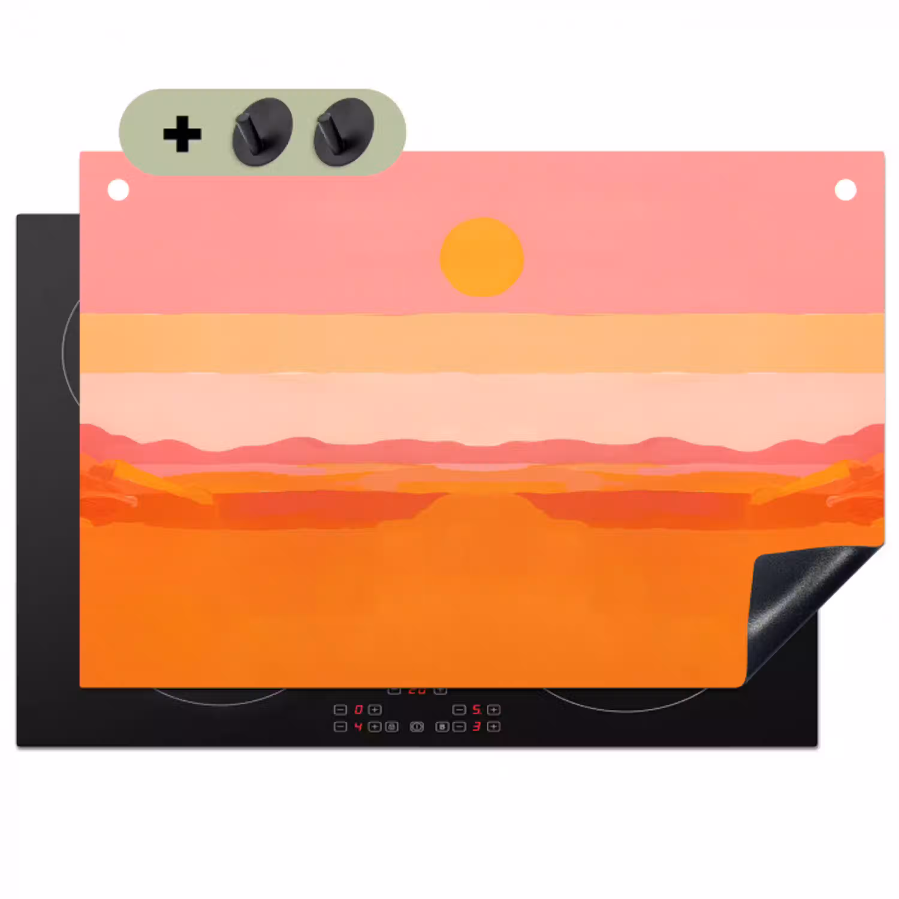 Zon - Abstract - Landschap - Oranje Inductie beschemer met haakjes klein -3d