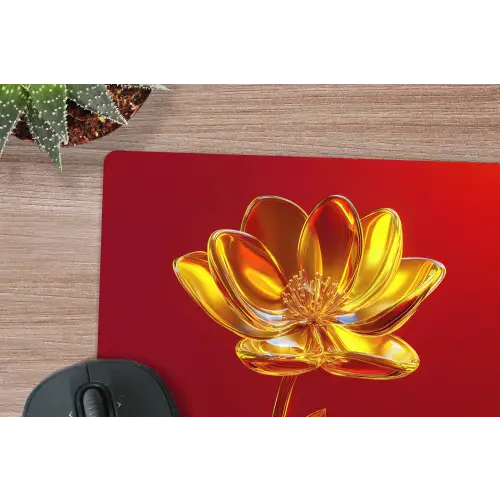 Bloem - Goud - Glazen muismat rubber klein -closeup