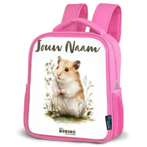 Dier - Natuur - Hamster Kinderrugzak - Roze middel -schuin