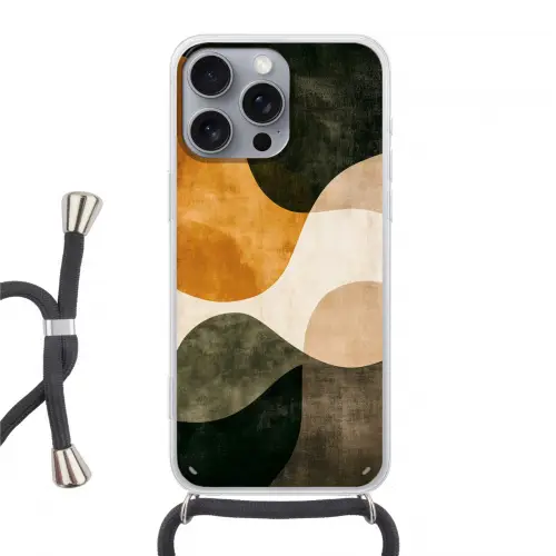 Vormen - Okergeel - Abstract Hoesje iPhone 16 Pro Max met koord klein -3d