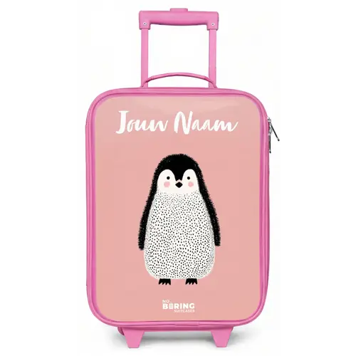Pinguïn - Stippen - Roze - Minimalistisch Kinderkoffer - Roze klein -zz3dotto