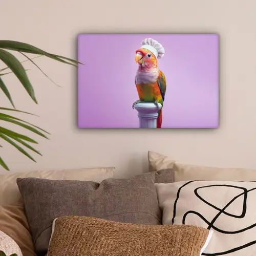 Papegaai - Koksmuts - Pilaar - Vogel canvas 2cm klein -sfeer1