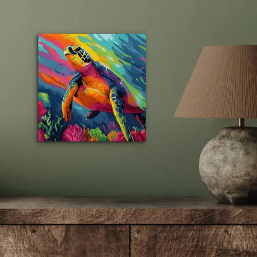 Koraal - Schildpad - Abstract - Water aluminium wit klein -sfeer2