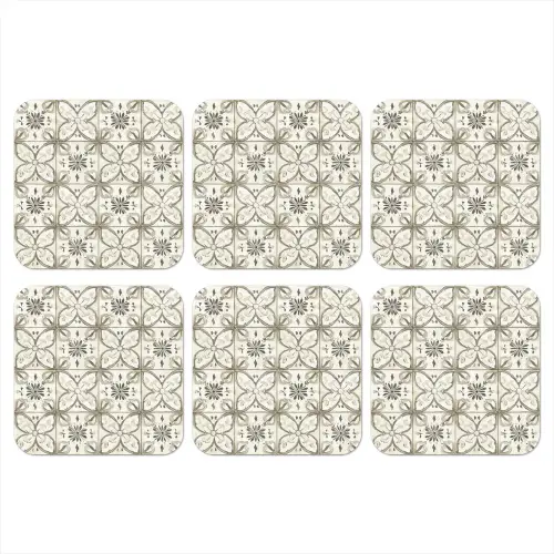 Antiek - Tegel - Beige onderzetter kurk middel 366 -3d