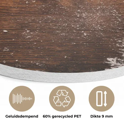 Sneeuw - Houtlook - Quote - Let it snow Akoestische PET Vilt - Rond klein -closeup_NL