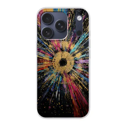 Explosie - Goud - Kleurrijk - Abstract Telefoonhoesje iPhone 17 Pro klein -3d