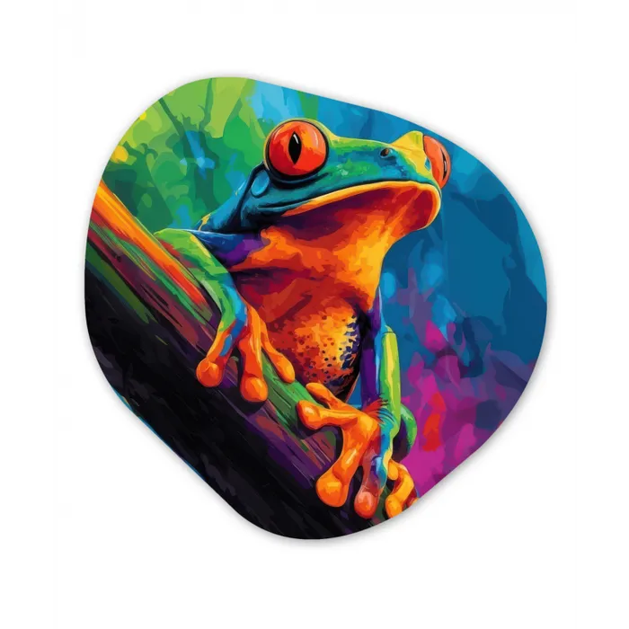 Kikker - Felgekleurd - Tak - Regenboog Wandcirkel Organisch Forex 3mm klein -3d