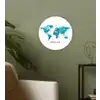 Wereldkaart - Blauw - Kleurrijk Wandcirkel kunststof plaat 5mm dik klein -sfeer3