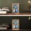 Boom - Blauw - Goud - Abstract Light Box met kabel (Tafellamp) klein -sfeer3