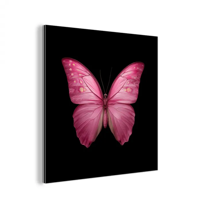 Vlinder - roze - Elegant aluminium wit klein -3d