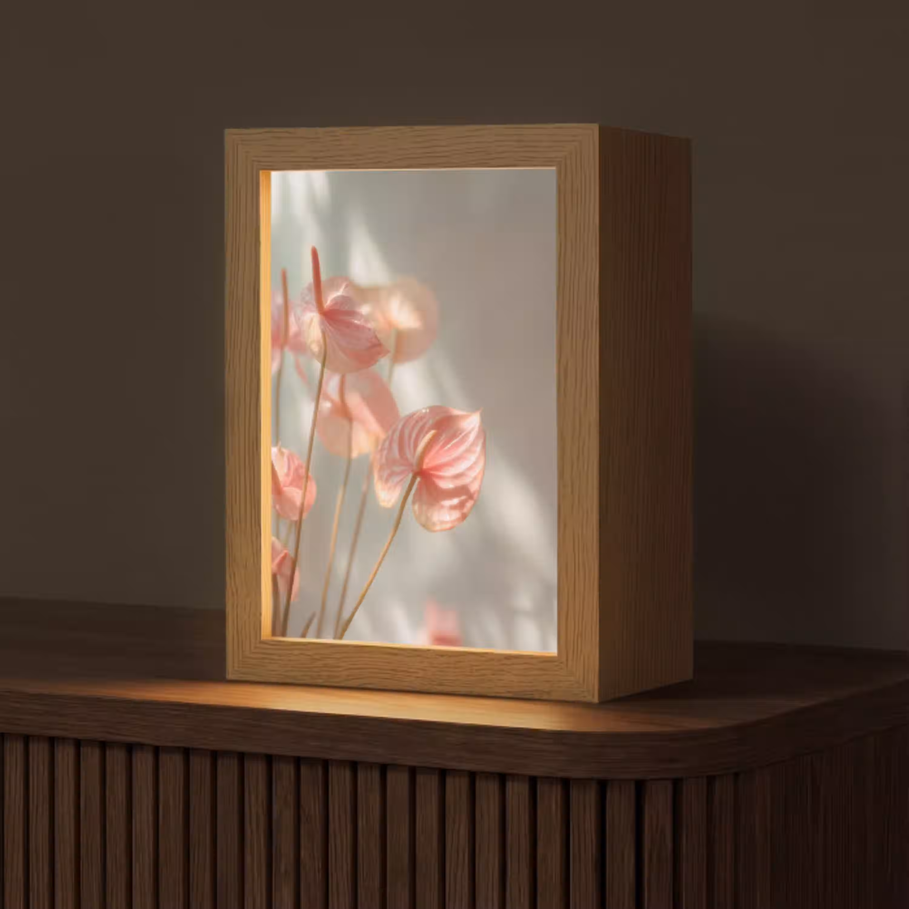 Bloemen - Stelen - Roze - Schaduw Light Box met kabel (Tafellamp) klein -z3d_website