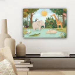 Jungle - Oase - Dieren - Kleurrijk canvas 2cm klein -sfeer6