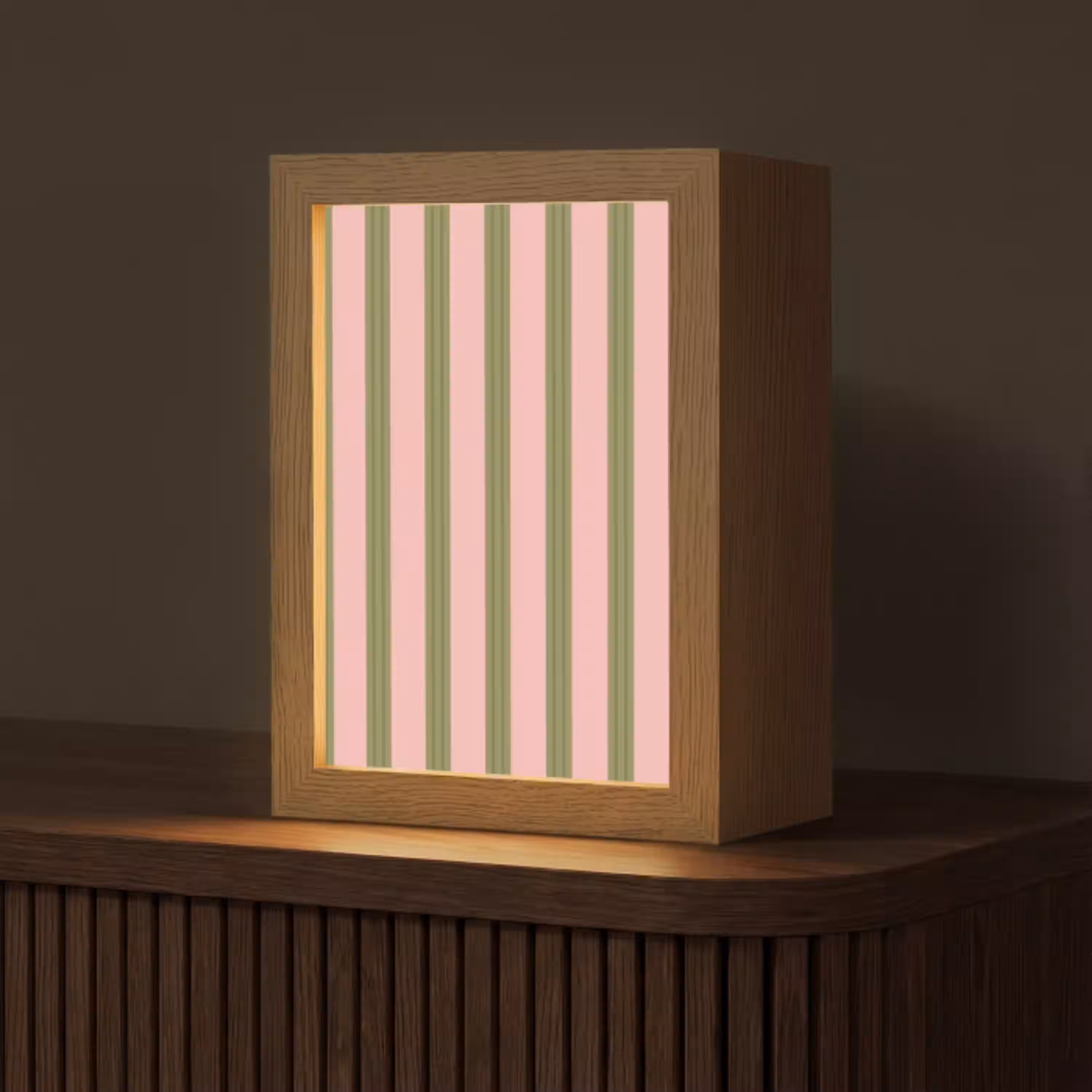 Patroon - Strepen - Abstract - Roze - Groen Light Box met kabel (Tafellamp) klein -z3d_website