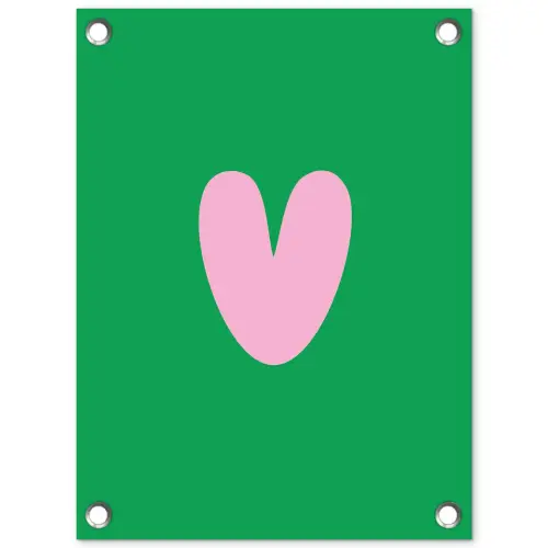 Groen - Hart - Minimalistisch - Valentijn tuinposter los doek klein -3d
