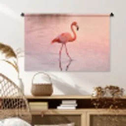 Flamingo - Water - Roze Wandkleed katoen middel -sfeer5