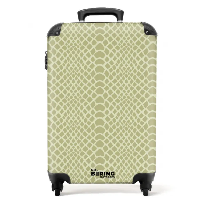 Beige slangenhuidmotief met symmetrisch patroon NBS - Handbagage koffer - Volwassenen Unisex middel -productfoto_recht