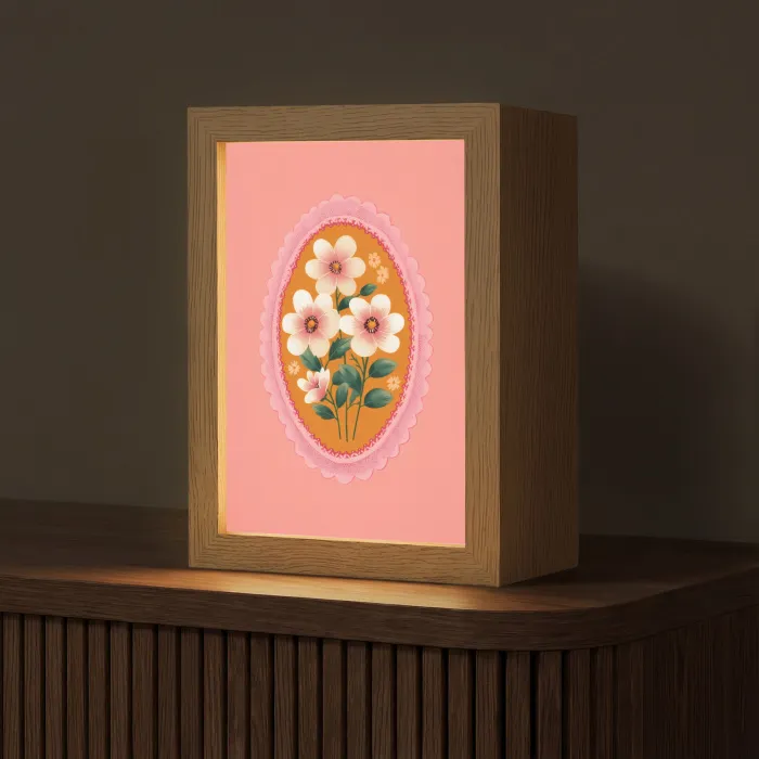 Illustratie - Bloemen - Rand - Roze Light Box met kabel (Tafellamp) klein -z3d_website