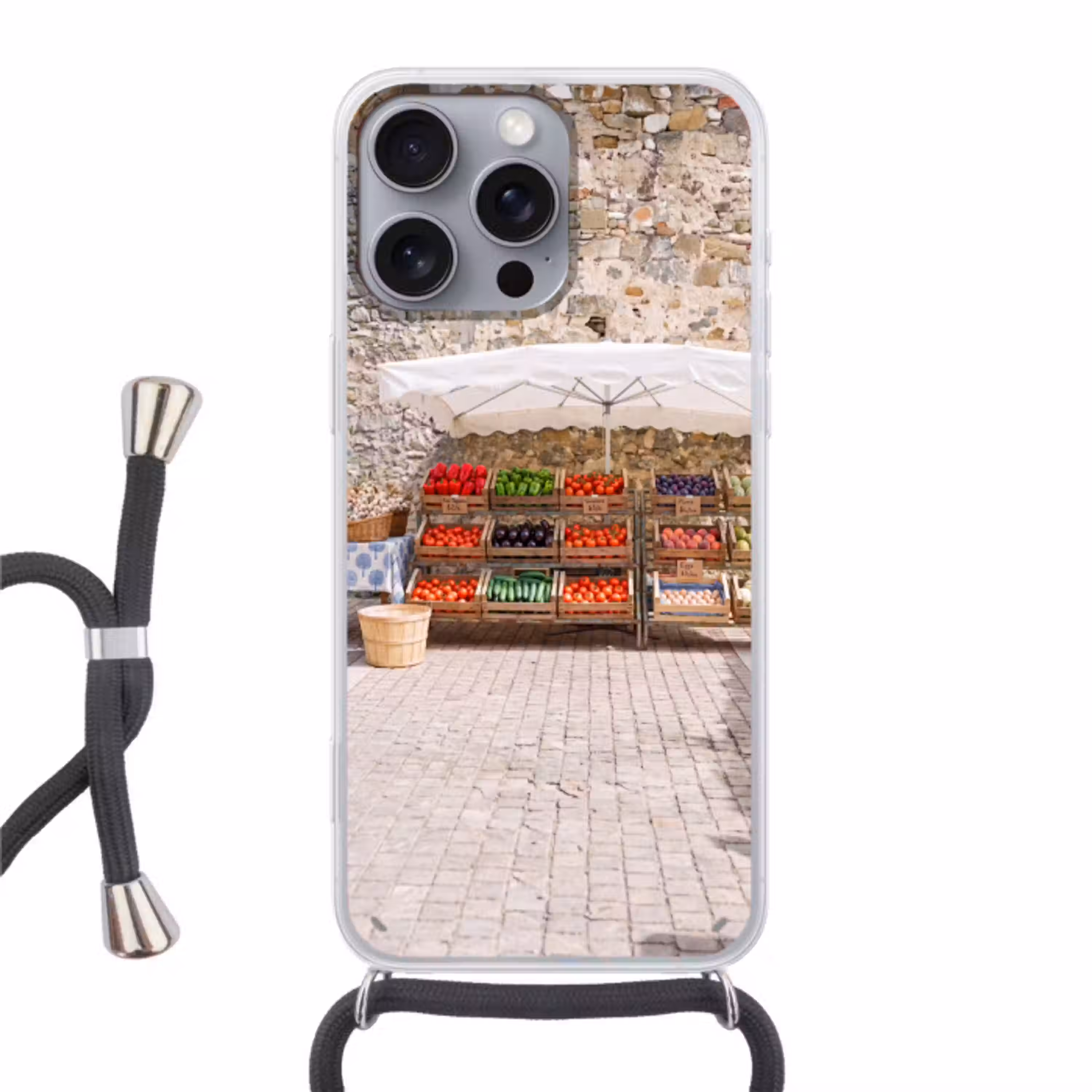 Eten - Markt - Vers Hoesje iPhone 16 Pro Max met koord klein -3d