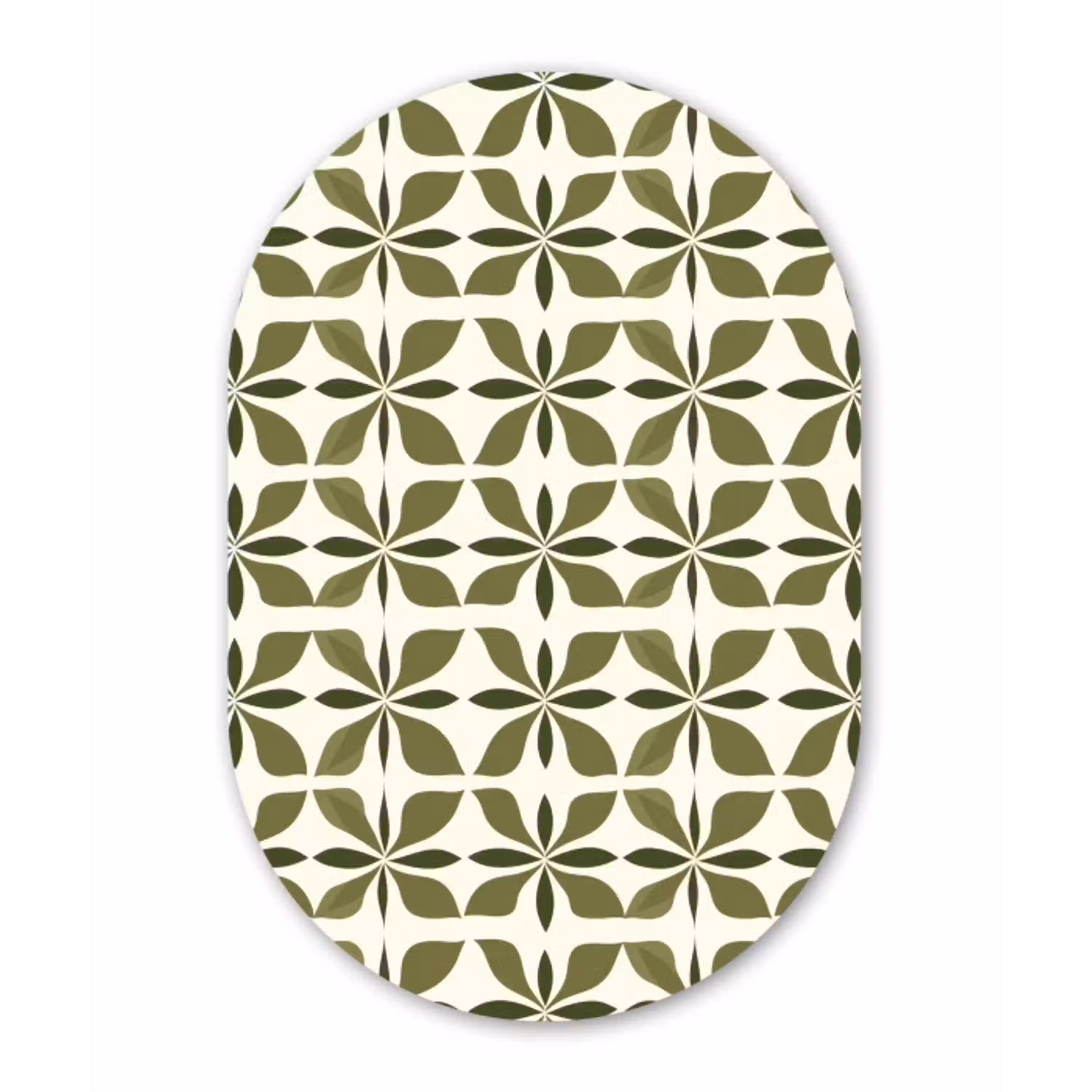 Botanisch - Retro - Groen Wandcirkel Ovaal Aluminium middel 839 -3d