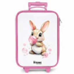 Bruin konijntje met roze bellen Kinderkoffer - Roze klein -zzz_website3d