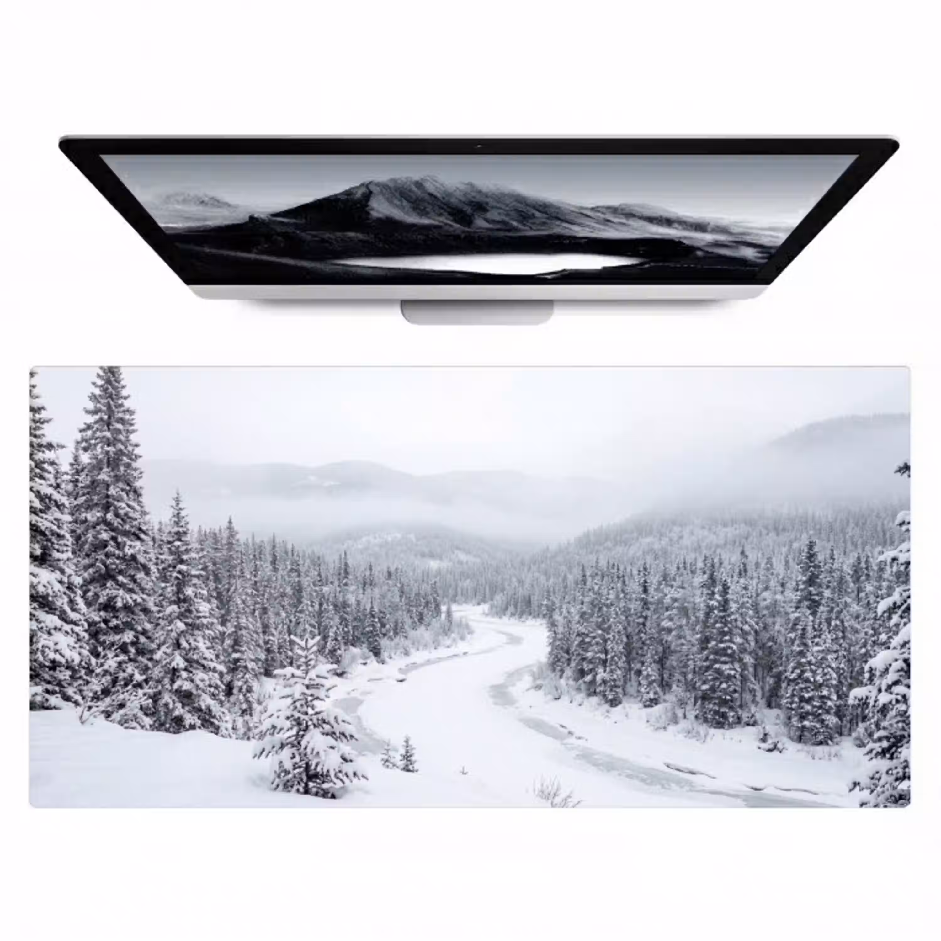Rivier - Bevroren - Landschap - Winter Muismat XXL klein -zzz3d