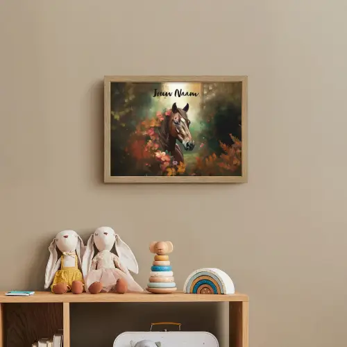 Paard - Bloemen - Natuur - Dieren - Bos - Oranje Light Box met batterij (Wandlamp kind) middel -sfeer2_kind