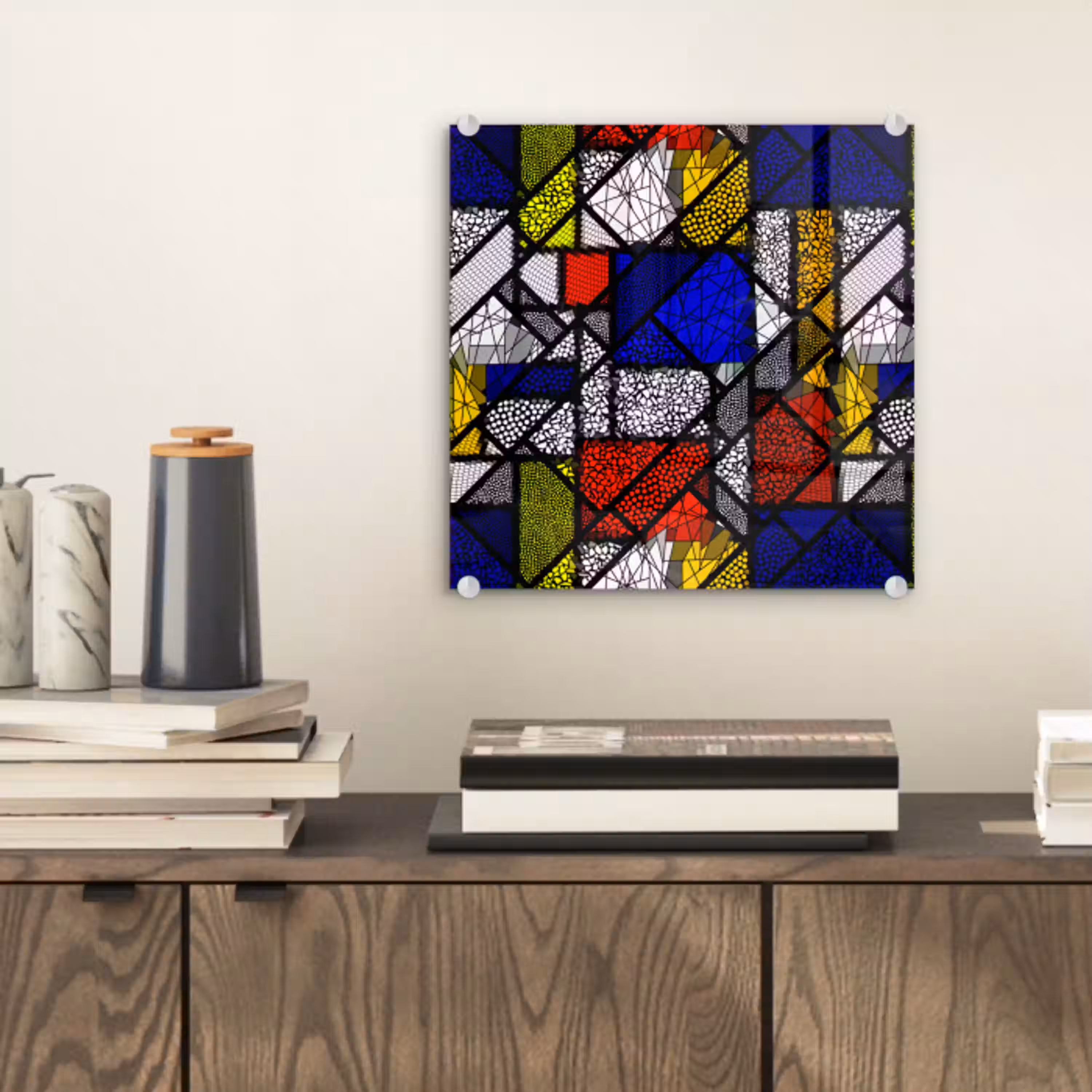 Mondriaan - Glas in lood - Oude Meesters - Kunstwerk - Abstract - Schilderij plexiglas 5mm klein -sfeer1