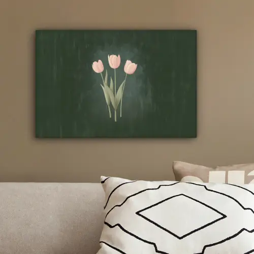 Tulpen - Liefde - Donkergroen canvas 2cm klein -sfeer3