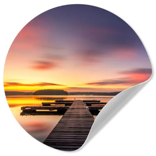 Steiger - Zonsondergang - Water - Zee - Reflectie Wandcirkel behangsticker klein -3d