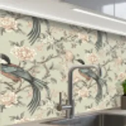 Bloem - Vogel - Kleurrijk keuken achterwand 2 middel 865 -zzzz3d_schuin