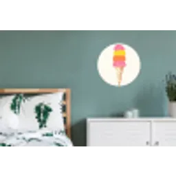 Schepijs - Hoorntje - Illustratie - Minimalistisch Wandcirkel aluminium klein -slaapkamer