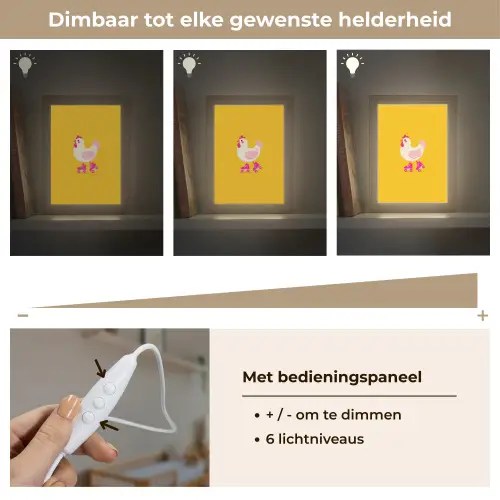 Kip - Rolschaatsen - Geel Light Box met kabel klein -USP_dimbaarNL