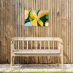 Abstract - Geel - Roze - Groen Tuinposter op houten frame 2 cm dik klein -sfeer4