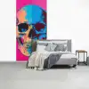 Neon - Blauw - Pop-art - Schedel fotobehang vinyl groot -slaapkamer