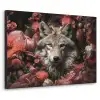 Wolf - Dier - Bloemen - Botanisch - Natuur - Fantasie Textielframe zwart klein -3d
