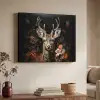 Hert - Dier - Bloemen - Natuur - Botanisch Textielframe zwart klein -sfeer3