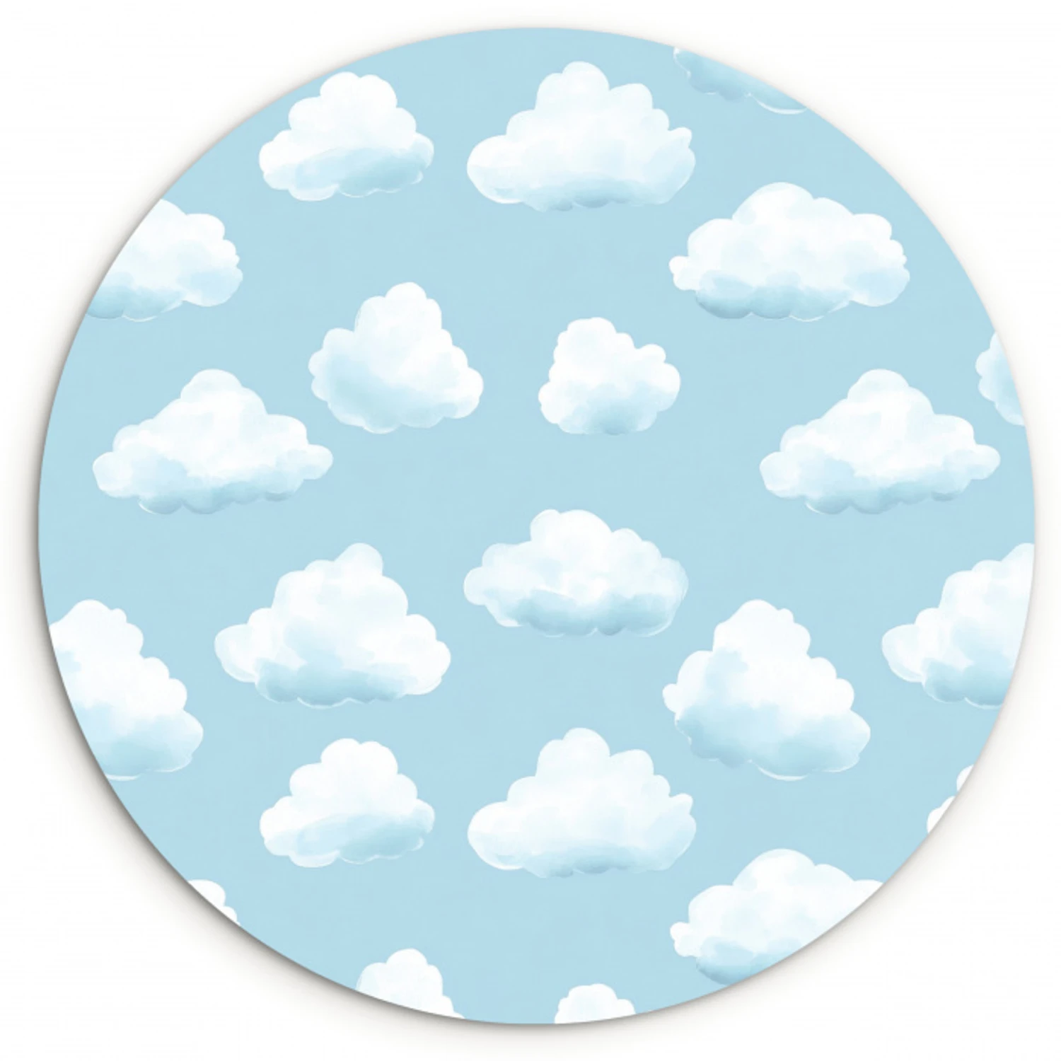 Wolken - Illustratie - Blauw Wandcirkel kunststof plaat 5mm dik klein 188 -3d