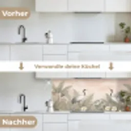 Kraanvogels - Natuur - Roze keuken achterwand 2 middel -voor-na_DE