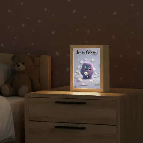 Monster - Paars - Madeliefjes Light Box met kabel (Kinderlampje) klein -sfeer1_kind